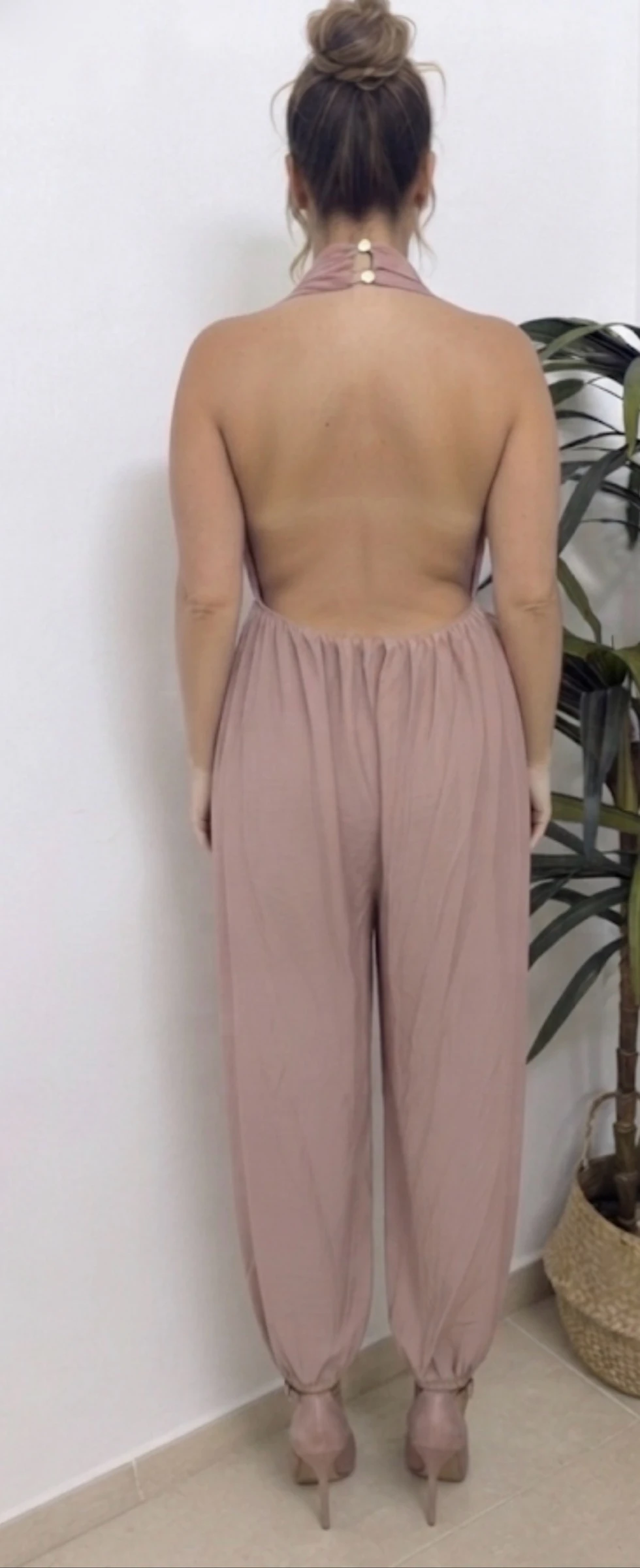 Satin Makeup Pink Curveys Party Jumpsuit – photo 2